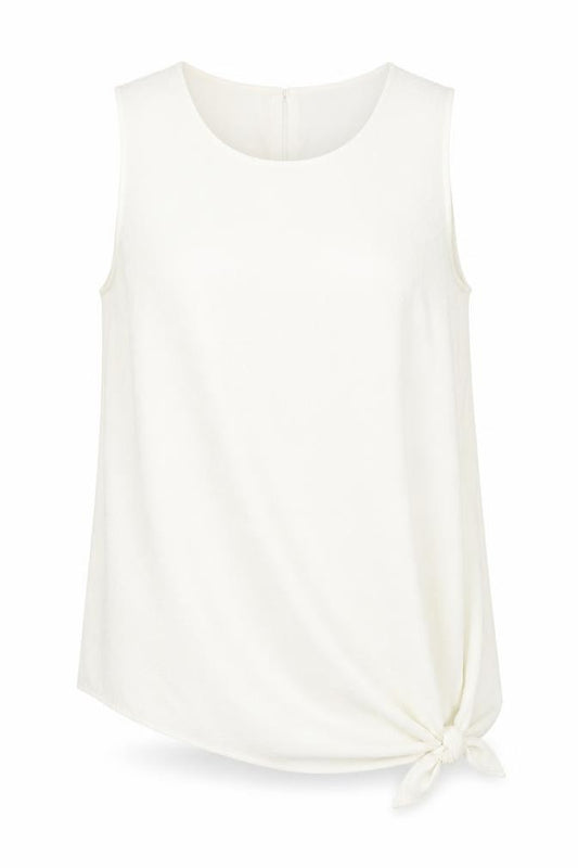Front view of Tu women’s ivory polyester basic blouse, size UK 12, round neck