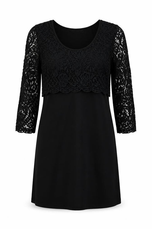 Front view of Great Plains women’s black polyester a-line, size S, round neck pullover