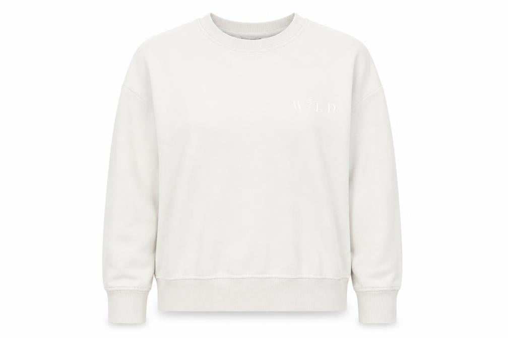Front view of Primark women’s beige cotton pullover sweatshirt, size S, pullover - wild