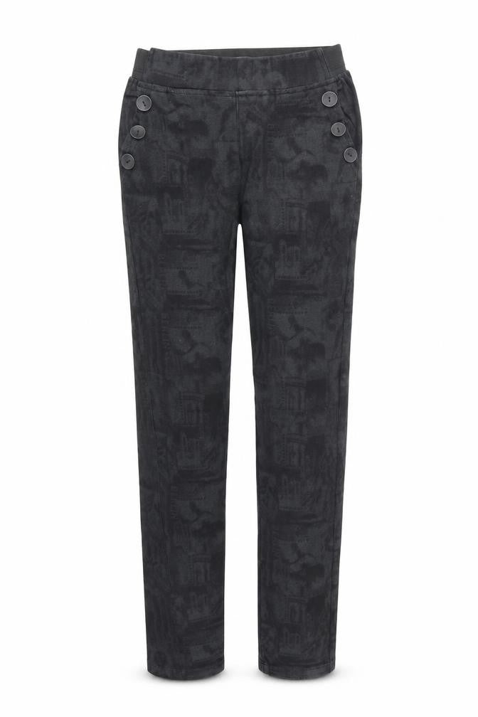 Preworn Girls Black Geometric Cotton Straight Jeans Size M Regular