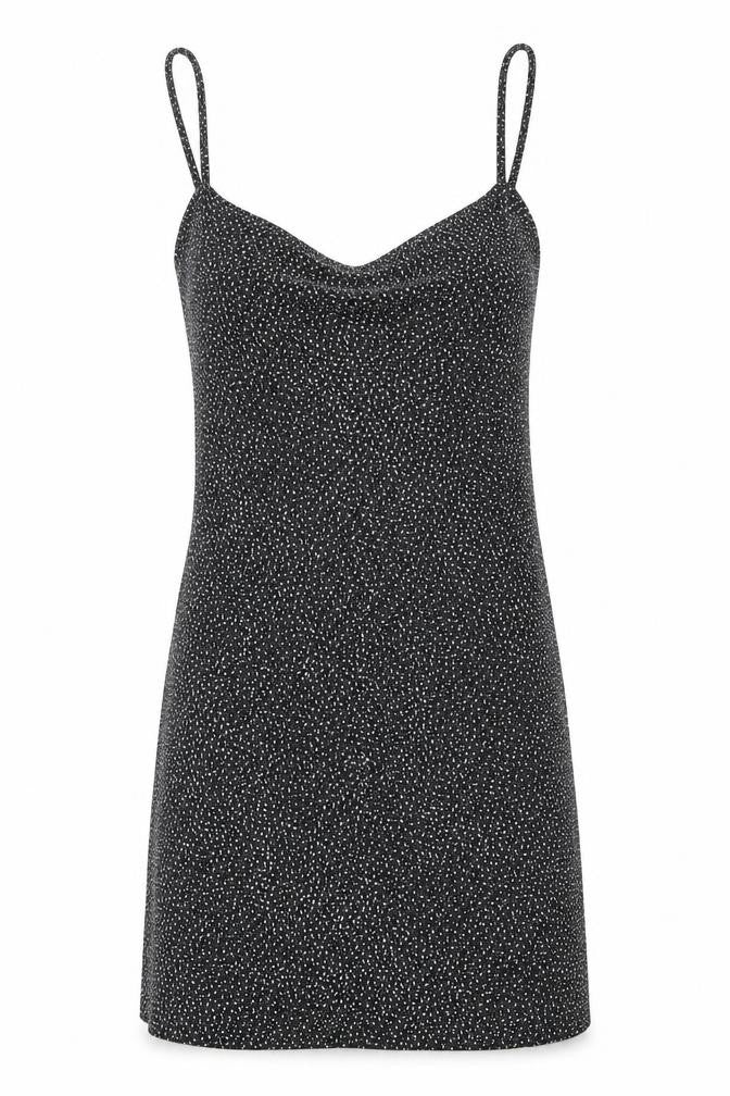 Pull&Bear Womens Black Geometric Polyimide Slip Dress Size XS V-Neck Pullover