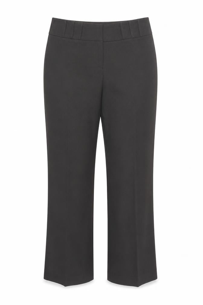 Front view of Epilogue women’s brown polyester trousers, size UK 12, regular zip