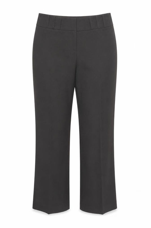 Front view of Epilogue women’s brown polyester trousers, size UK 12, regular zip