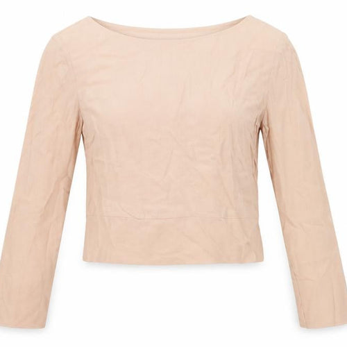 Limited Edition Womens Pink Viscose Cropped Blouse Size 6 Round Neck