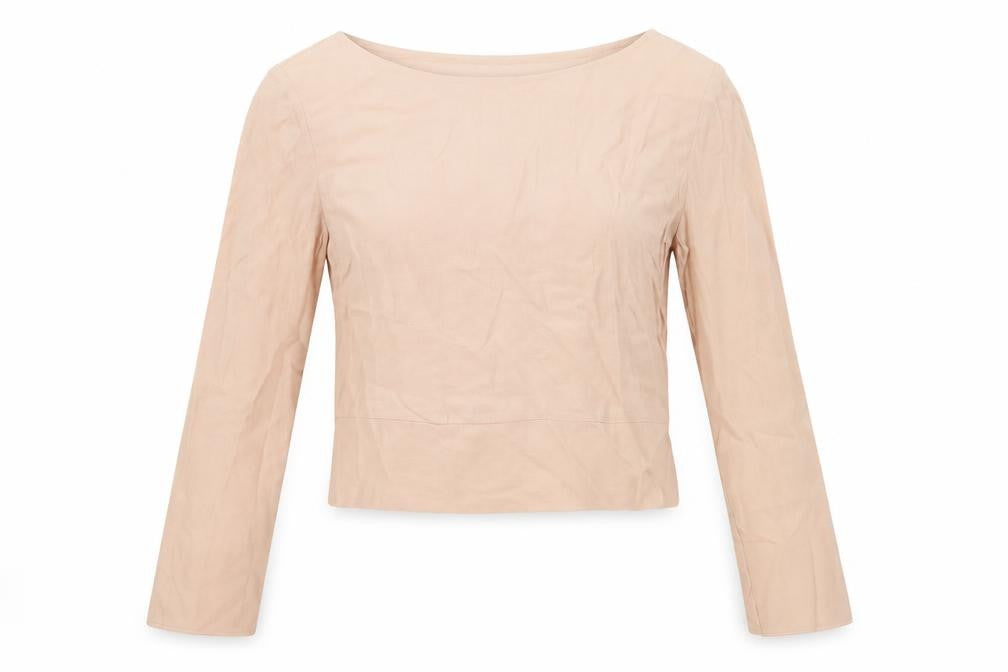 Limited Edition Womens Pink Viscose Cropped Blouse Size 6 Round Neck