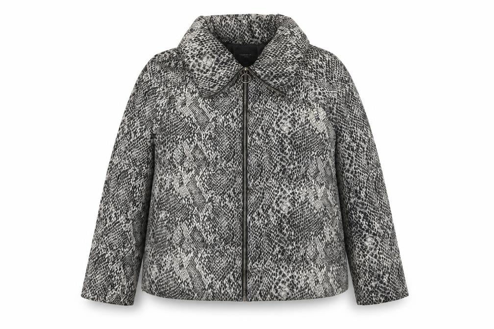 Cortefiel Womens Black Animal Print Jacket Size 16 Zip - Snake Print