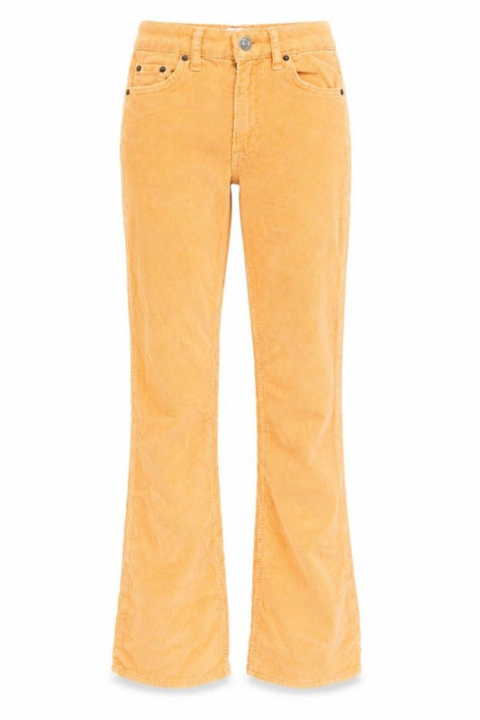 Front view of BDG women’s orange cotton trousers, size UK 24, in, 30-inch leg regular zip