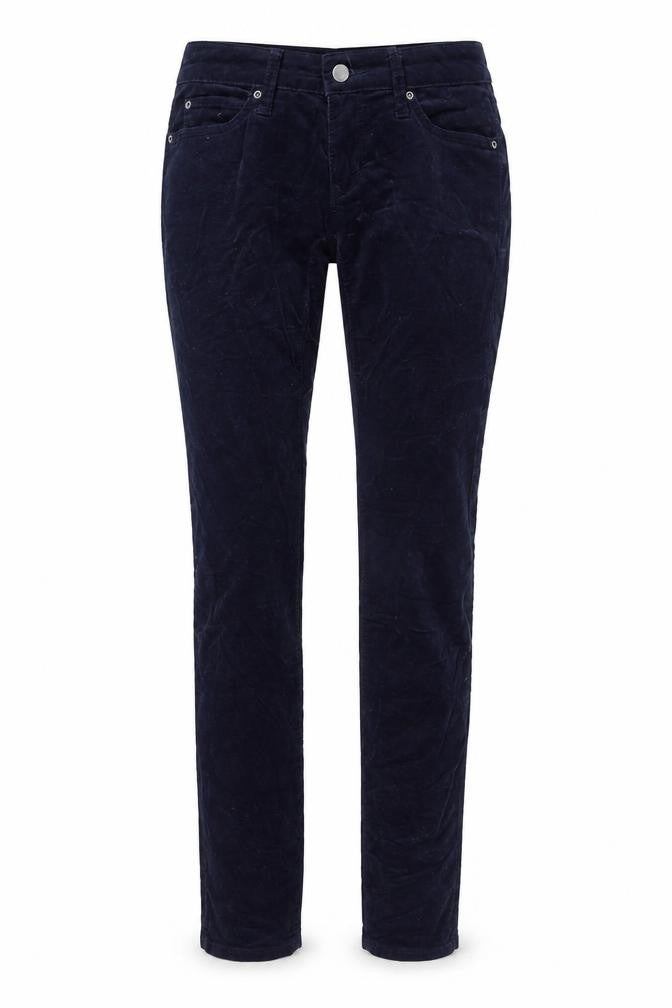 Front view of Gap women’s blue cotton trousers, size UK 24, in regular zip