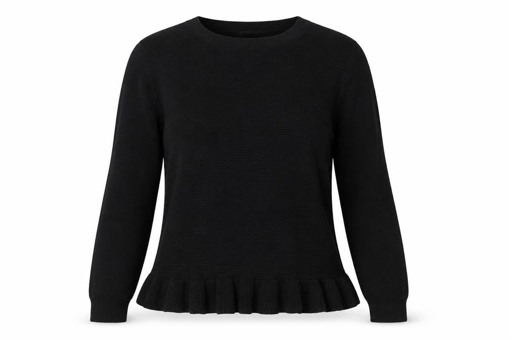 Front view of Oasis women’s black round neck cotton jumper, size S