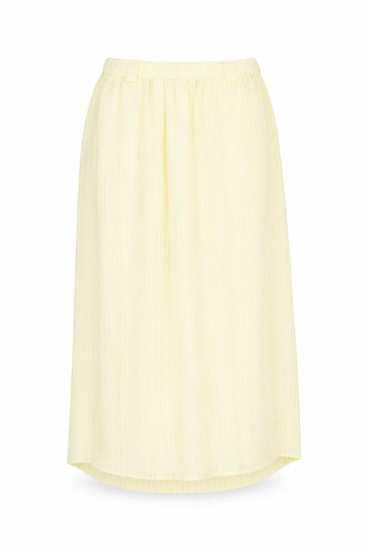 Front view of Sommermann women’s yellow polyamide pleated skirt, size UK 10