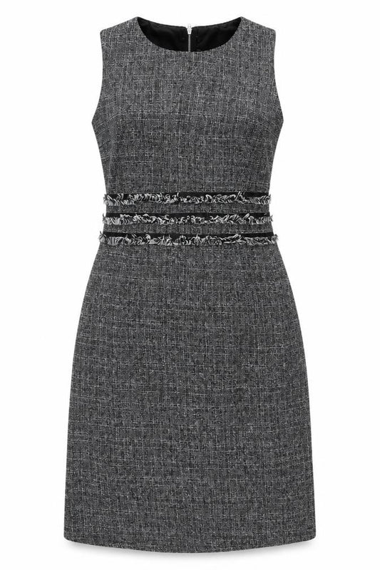 Front view of SPLASH women’s black polyester a-line, size M, round neck zip