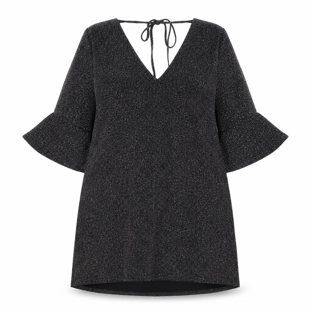 F&F Womens Black Nylon A-Line Size 12 V-Neck Tie
