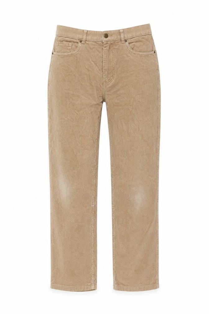 Marks and Spencer Womens Beige Cotton Trousers Size 12 L29 in Regular Button