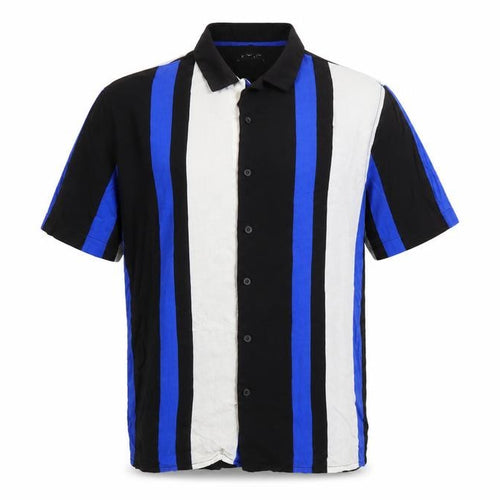 New Look Mens Multicoloured Striped Viscose Button-Up Size M Collared Button
