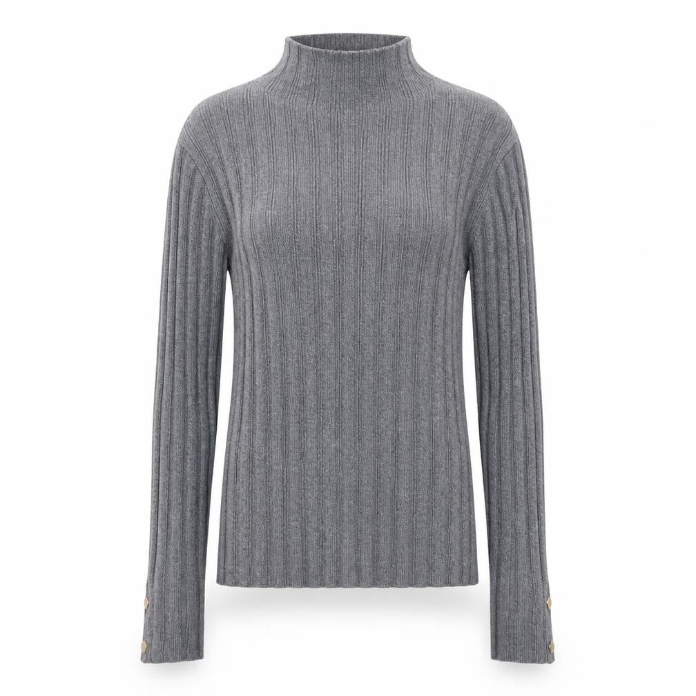Front view of Topshop women’s grey mock neck acrylic jumper, size 4XL