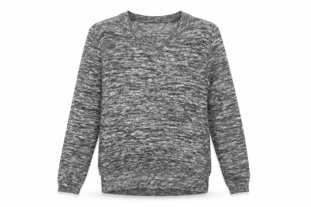Front view of Vero Moda women’s grey v-neck polyester jumper, size S