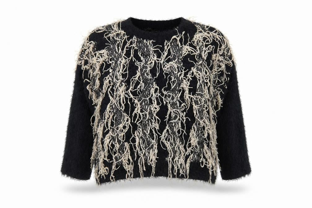 CC Fashion Womens Black Round Neck Acrylic Pullover Jumper Size S