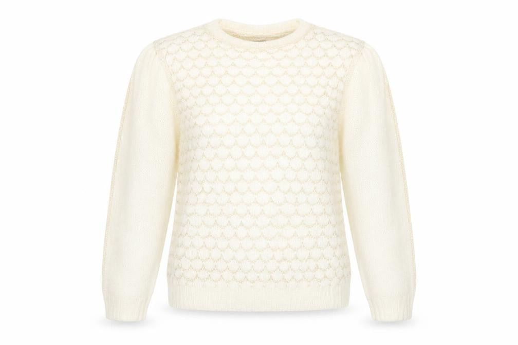 Front view of Paramour women’s white round neck acrylic jumper one size