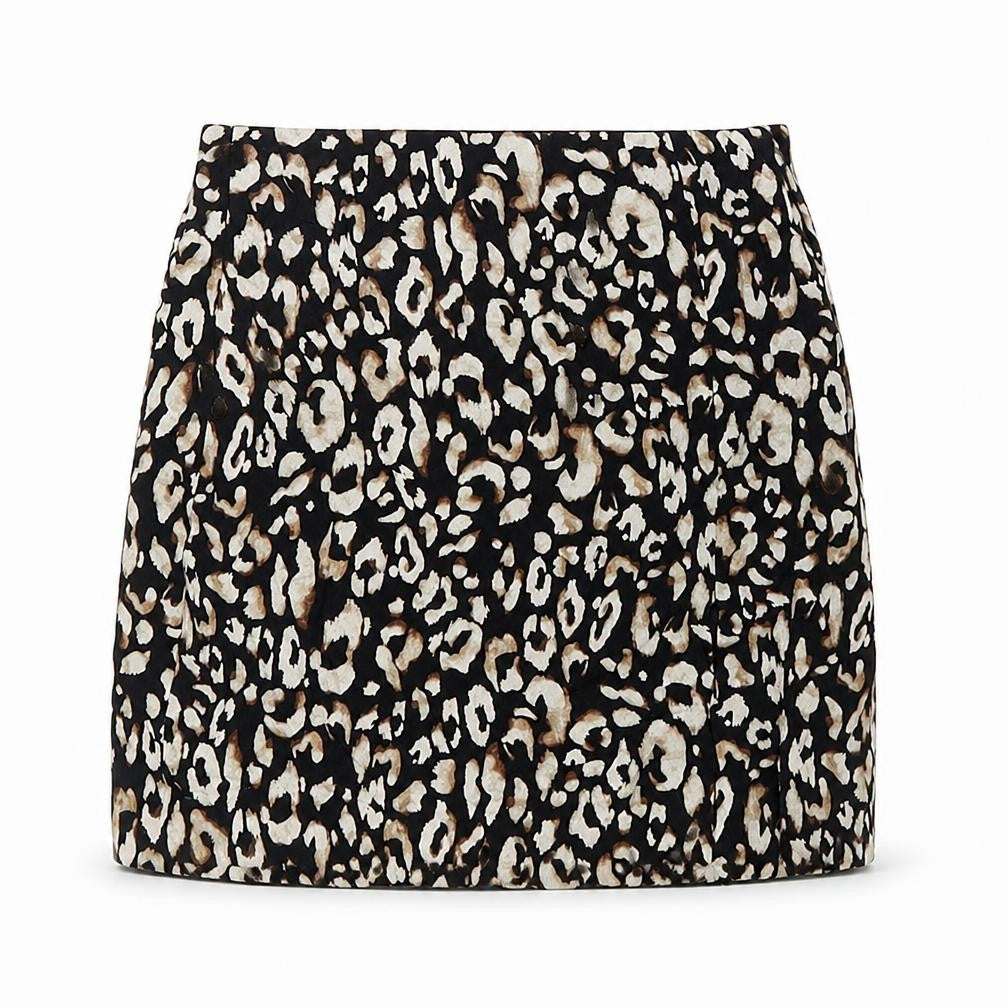H&M Womens Brown Animal Print Polyester Straight & Pencil Skirt Size XS Zip - Leopard Pattern