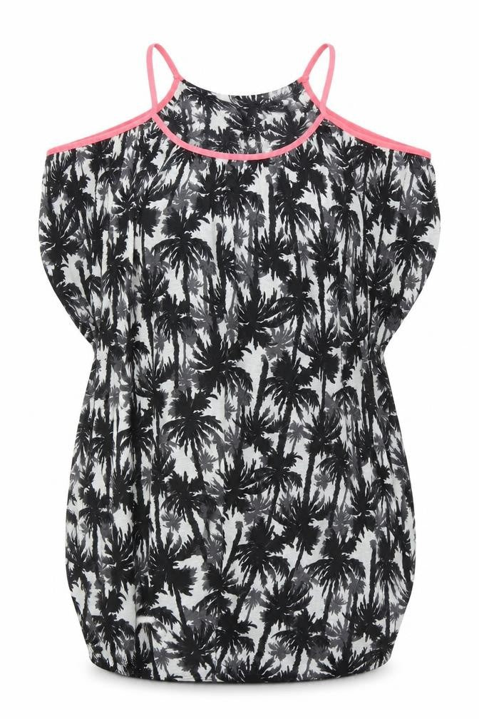 Front view of Debenhams women’s black geometric polyester a-line, size UK 8, round neck pullover