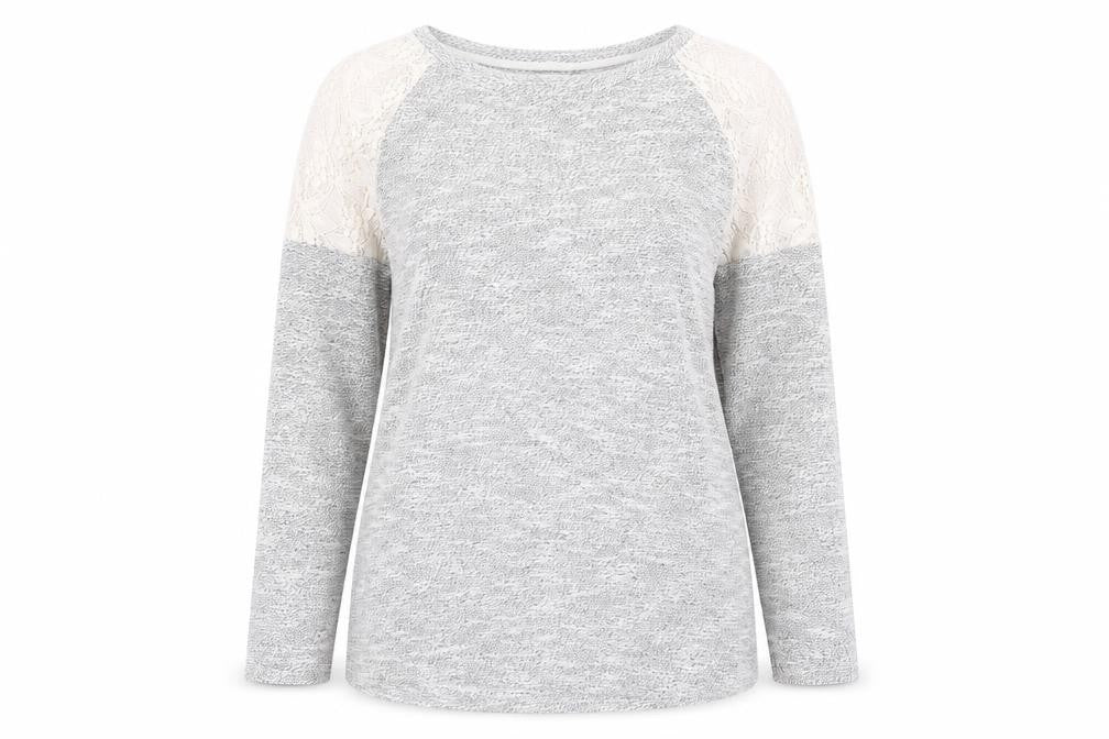 Front view of Peacocks women’s grey round neck cotton jumper, size UK 12