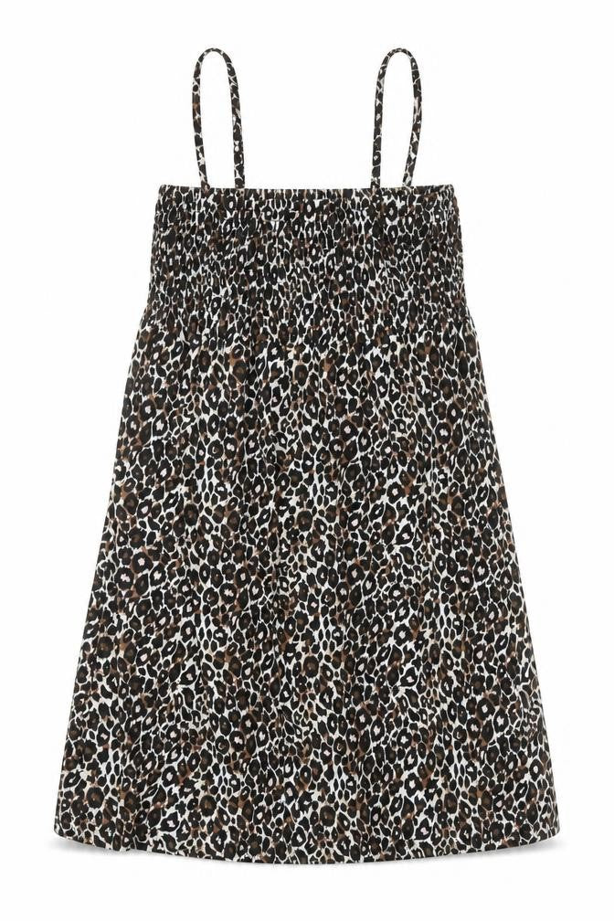 Front view of B.You women’s black animal print polyester tank dress, size UK 16, square neck pullover - leopard pattern