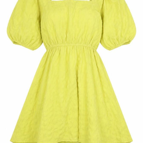 Brave Soul Womens Yellow Polyester Fit & Flare Size M Square Neck Tie