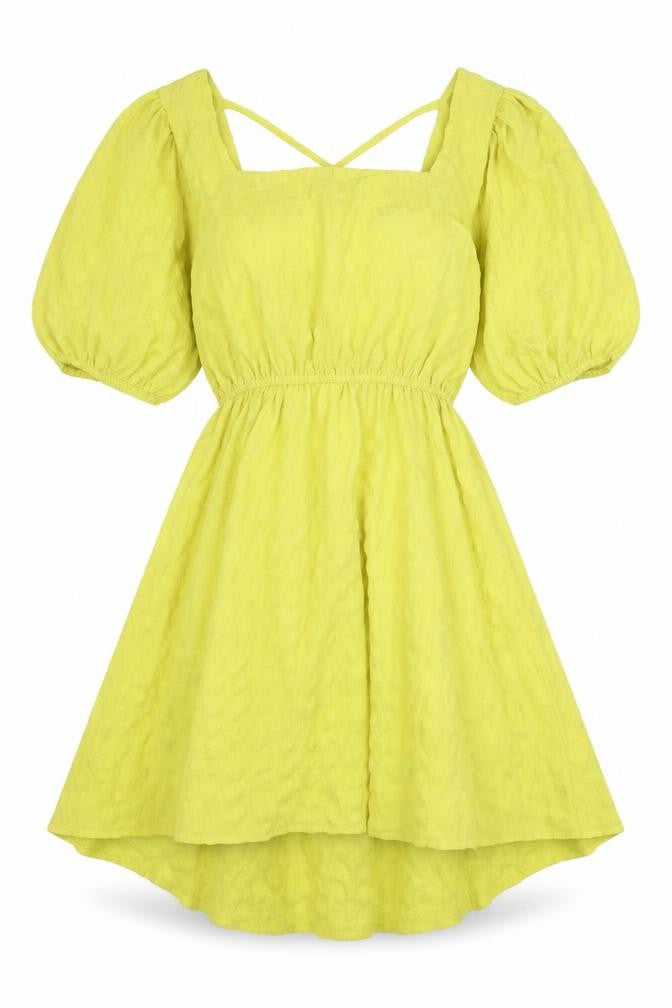 Brave Soul Womens Yellow Polyester Fit & Flare Size M Square Neck Tie