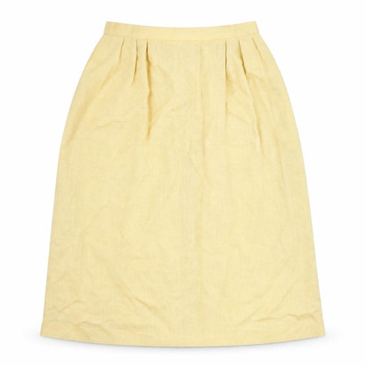 Front view of Jones New York women’s yellow polyester tulip skirt, size UK 10, zip