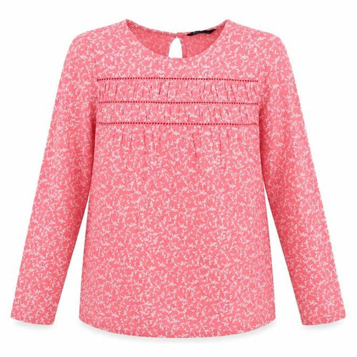 Marks and Spencer Womens Pink Geometric 100% Cotton Basic T-Shirt Size 6 Round Neck