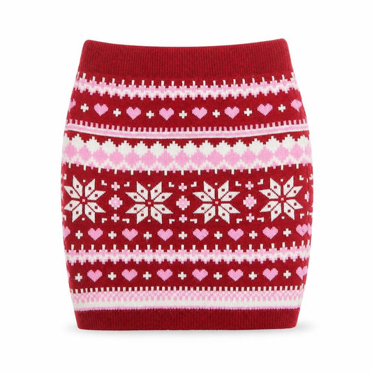 PEP&CO Girls Multicoloured Fair Isle Acrylic Straight & Pencil Skirt Size 3-4 Years Regular Pull On