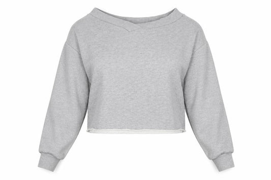 Front view of ASOS women’s green v-neck cotton jumper, size UK 8
