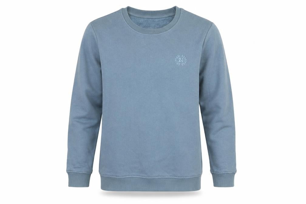 Front view of Very girls’ blue round neck cotton jumper, size 11, years pullover