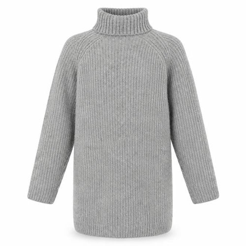 Marks and Spencer Girls Grey Polyester Jumper Dress Size 12-13 Years Roll Neck Pullover