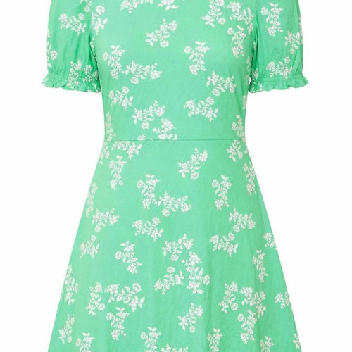 Marks and Spencer Womens Green Floral Viscose Fit & Flare Size 10 Round Neck Pullover