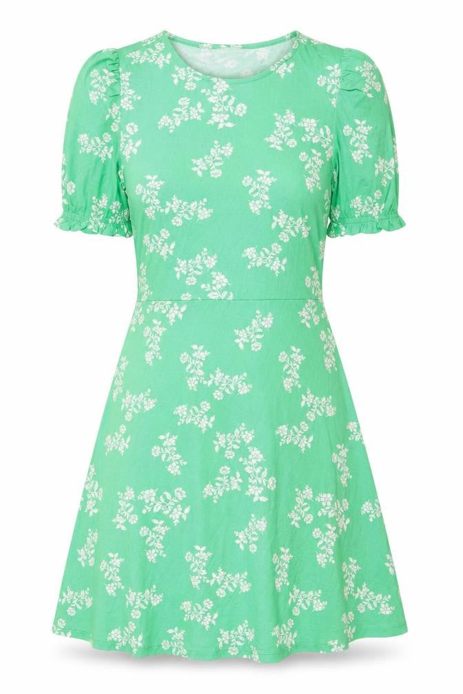 Marks and Spencer Womens Green Floral Viscose Fit & Flare Size 10 Round Neck Pullover