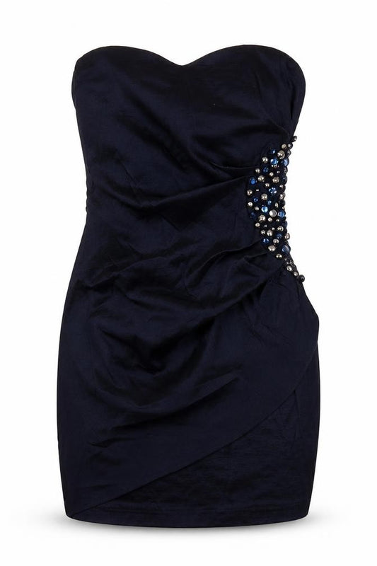 Front view of AX Paris women’s black polyester bodycon, size UK 10, sweetheart zip