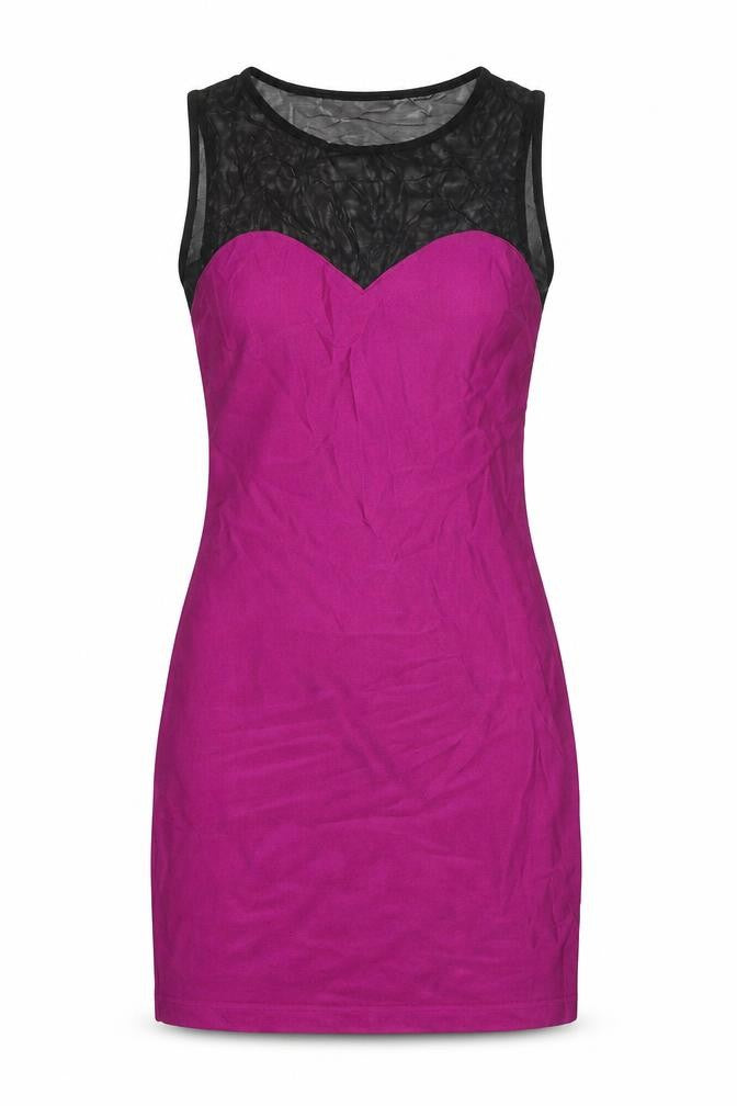Front view of Forever 21 women’s purple colourblock nylon a-line, size S, round neck pullover