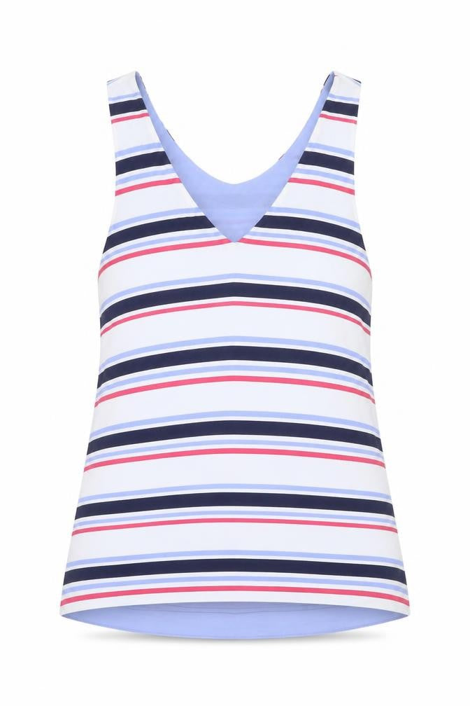 Next Womens Multicoloured Striped Polyester Basic Tank Size 12 V-Neck