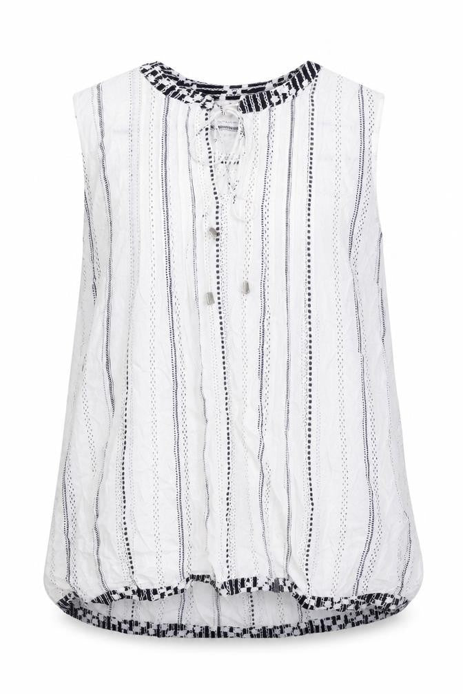 Next Womens White Striped Viscose Basic Tank Size 8 V-Neck