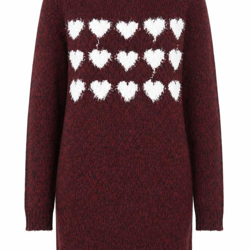 George Womens Purple Round Neck Acrylic Pullover Jumper Size 8 - Heart Print