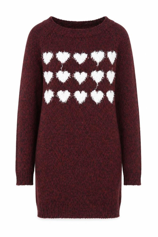 George Womens Purple Round Neck Acrylic Pullover Jumper Size 8 - Heart Print