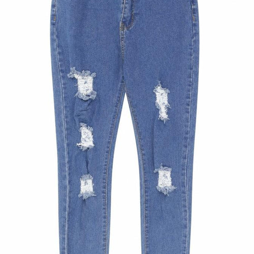 Boohoo Womens Blue Cotton Skinny Jeans Size 6 Regular Zip