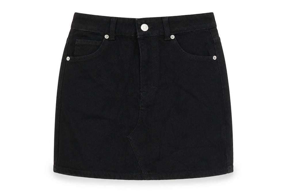 Topshop Womens Black Cotton Straight & Pencil Skirt Size 6 Button