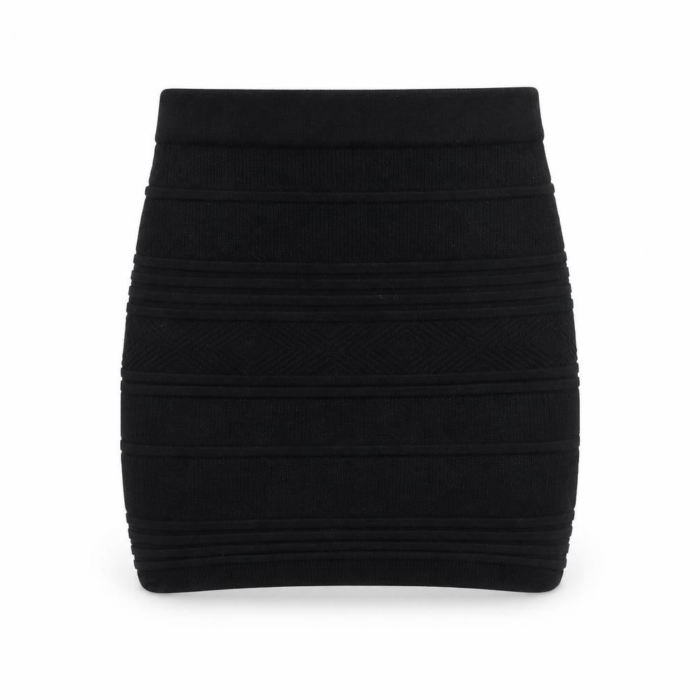Primark Womens Black Striped Cotton Bandage Skirt Size 6