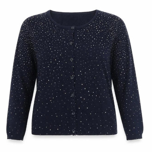 Preworn Womens Blue Round Neck 100% Cotton Cardigan Jumper Size XS