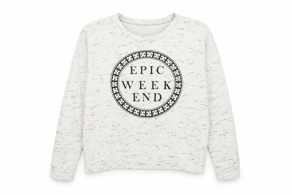 Front view of H&M men’s beige cotton pullover sweatshirt, size M, - epic weekend