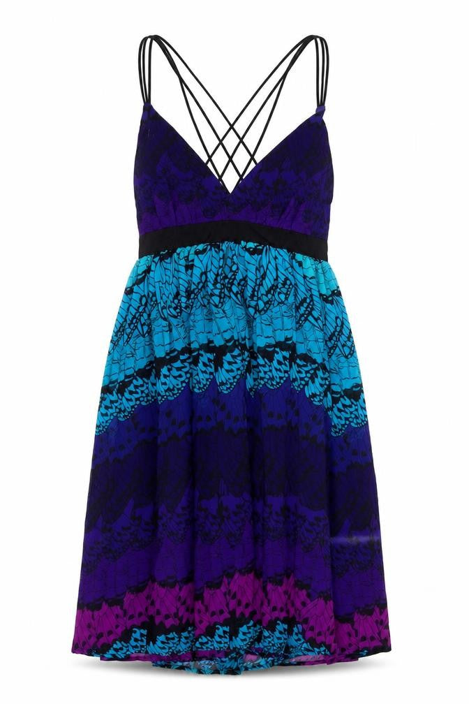 Front view of Oli women’s multicoloured geometric polyester trapeze & swing, size UK 10, v-neck pullover