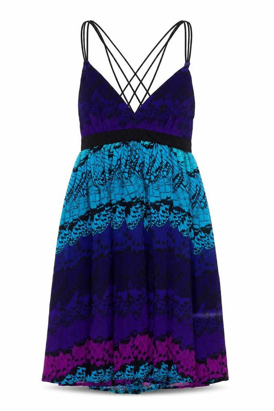 Front view of Oli women’s multicoloured geometric polyester trapeze & swing, size UK 10, v-neck pullover
