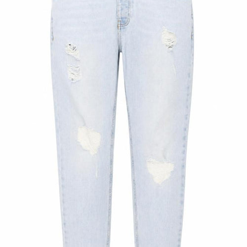Denim Womens Blue Cotton Straight Jeans Size 34 in Regular Zip